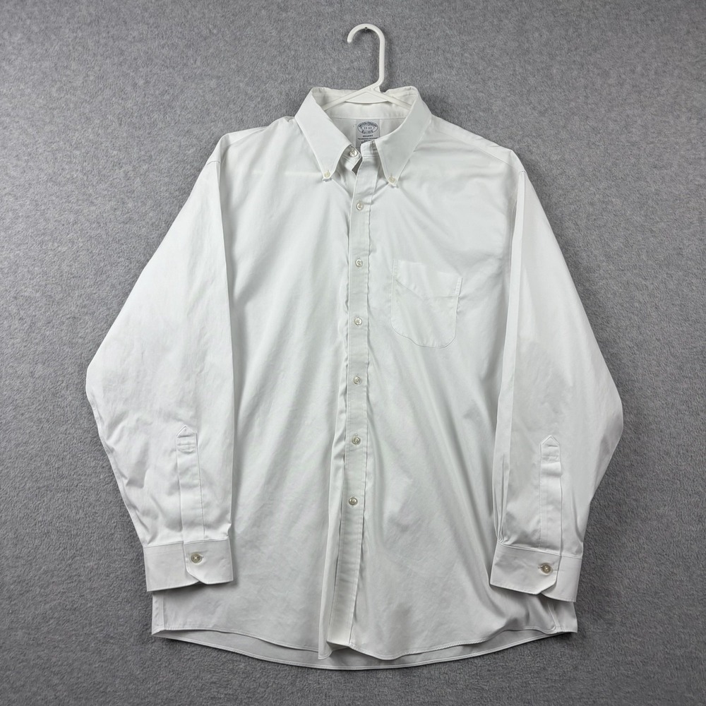 Brooks Brothers Shirt Mens 17 33 White Cotton Regent Button Down Dress Casual